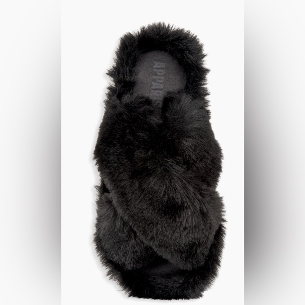 APPARIS Women’s Black Faux Fur Slippers. Size 8. NWOT